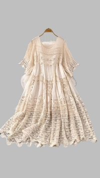 SKU 1787 Boho Breeze Crochet Maxi Dress