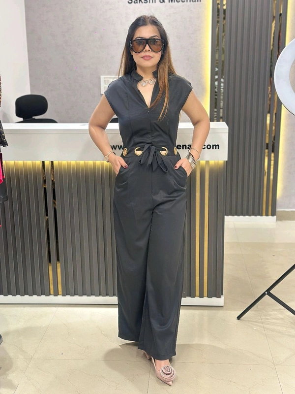 SKU 1492 Chic Belted Jumpsuit - Effortless Elegance In Every Step