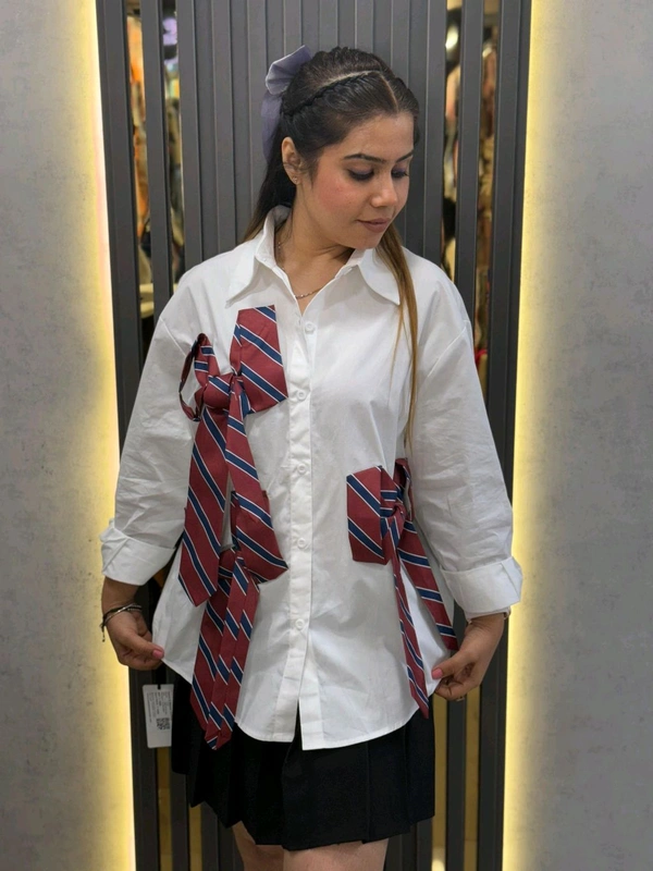 SKU 1778 Chic Preppy Plaid Skirt Set with Oversized Shirt