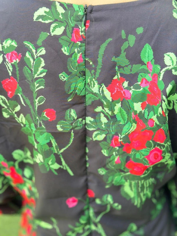 SKU 1190 Reyon Printed Dress With Puff Seleves