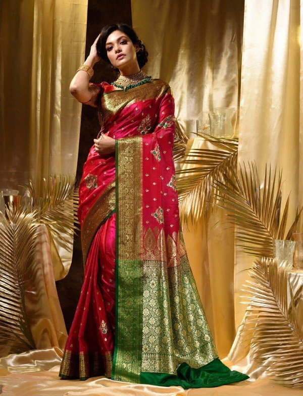 Lichi silk saree - Red, 6.30