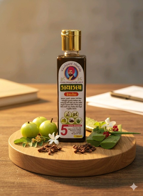 ✨કાયાકલ્પ કેશતેલ✨  ડો જીતુભાઇ વૈધ. ડીસા ✨ વાળની સમસ્યાનો આયુર્વેદિક ઉપાય – કાયાકલ્પ કેશતેલ ✨
વાળ ખરાતા હોય, ડેન્ડ્રફની સમસ્યા હોય કે વાળની વૃદ્ધિ ધીમી પડી ગઈ હોય?
હવે ચિંતા નહીં… વિશ્વાસ રાખો કાયાકલ્પ આયુર્વેદિક કેશતેલ પર 🌿
🔹 100% આયુર્વેદિક અને કેમિકલ ફ્રી
🔹 પસંદગીના ઔષધીય ઘટકોમાંથી તૈયાર
🔹 આયુર્વેદ શાસ્ત્ર અનુસાર પરંપરાગત પદ્ધતિથી નિર્મિત

