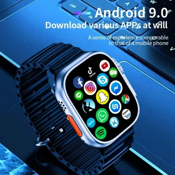 S8 Ultra Smartwatch Android Version With 4G Sim Support  - Black, Free