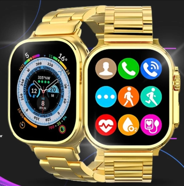 S9 Ultra Max Smartwatch 49MM Size GOLDEN Strep 24K GOLD Ultra - Goldan, Free Size