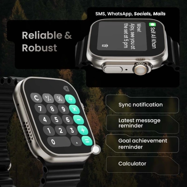 Boult Crown 1.95" Screen, BT Calling, Working Quality Watch (Black Strep) - Black, Free Size
