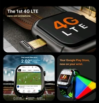 X9 Ultra Pro Smartwatch Android Version With 4G Sim Support  - Black, Free