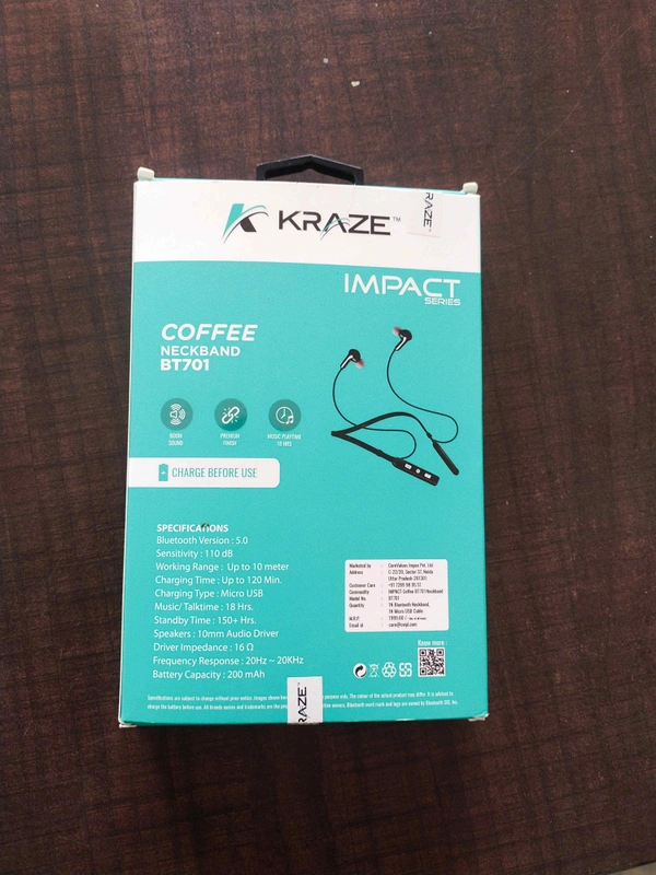 Kraze Bluetooth Neckband BT701 - Black, 1