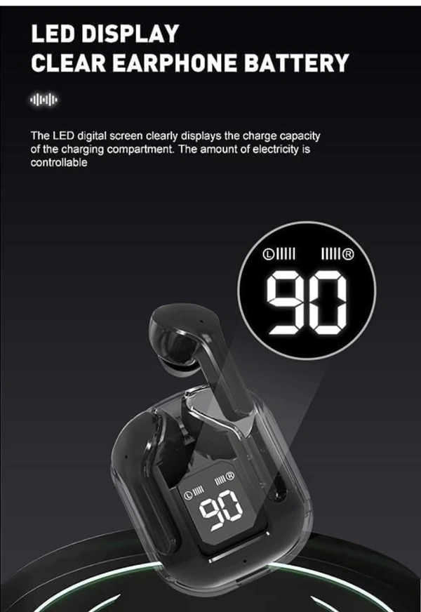 Power Ultrapods TWS Earbud, Bluetooth Earbuds with Display, Transparent Design, 30 Hrs Playtime with Fast Charging, Bluetooth 5.3 + ENC, 13mm HD BASS Drivers, IPX7 Sweat-Proof, Built-in Mic - Black, 1_2