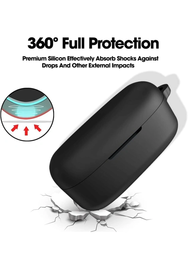 Sounce Silicone Protective Case Cover for Boat Airdopes 121v2 / Boat Airdopes 121, Anti Fall Anti Dust, with Hook Earphone Case – Black (Case Cover Only)Colour: Black - Black, 1