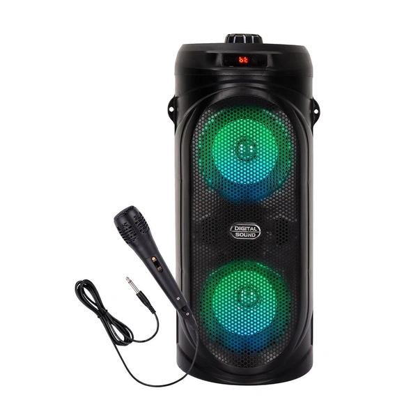 KRISONS Krisons Comet 40W Bluetooth Party Speaker | Dual 4" Woofers, Mic, RGB Lights, USB/SD/FM