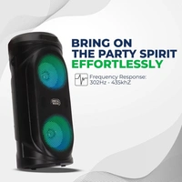 KRISONS Krisons Comet 40W Bluetooth Party Speaker | Dual 4" Woofers, Mic, RGB Lights, USB/SD/FM