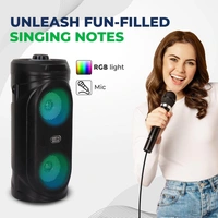 KRISONS Krisons Comet 40W Bluetooth Party Speaker | Dual 4" Woofers, Mic, RGB Lights, USB/SD/FM