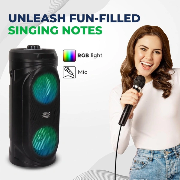 KRISONS Krisons Comet 40W Bluetooth Party Speaker | Dual 4" Woofers, Mic, RGB Lights, USB/SD/FM