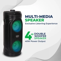 KRISONS Krisons Comet 40W Bluetooth Party Speaker | Dual 4" Woofers, Mic, RGB Lights, USB/SD/FM