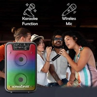 KRISONS Krisons Rainbow 40W Double Woofer Bluetooth Party Speaker with Mic, RGB Lights & TWS