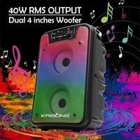 KRISONS Krisons Rainbow 40W Double Woofer Bluetooth Party Speaker with Mic, RGB Lights & TWS