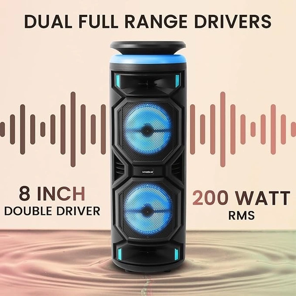 KRISONS Krisons Hungama-002 160W Bluetooth Party Speaker with Wheels, RGB Lights & Karaoke Control