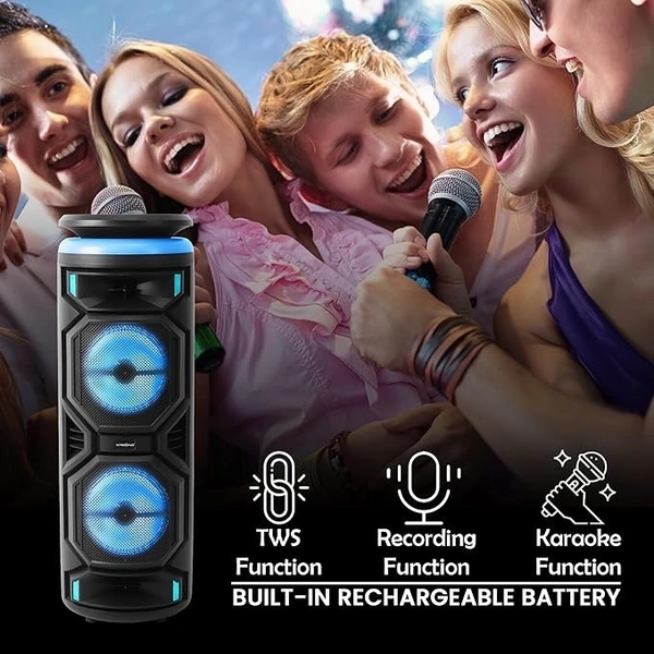 KRISONS Krisons Hungama-002 160W Bluetooth Party Speaker with Wheels, RGB Lights & Karaoke Control