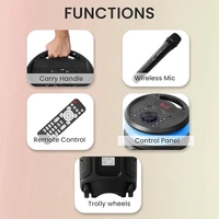 KRISONS Krisons Hungama-002 160W Bluetooth Party Speaker with Wheels, RGB Lights & Karaoke Control