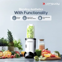 LONGWAY Longway Nutri Power 600 W Bullet Mixer Grinder & Smoothie Maker With Stainless Steel Blades & ABS Plastic Body | 22000 RPM | 3 Years Warranty (3 Jars, Silver)
