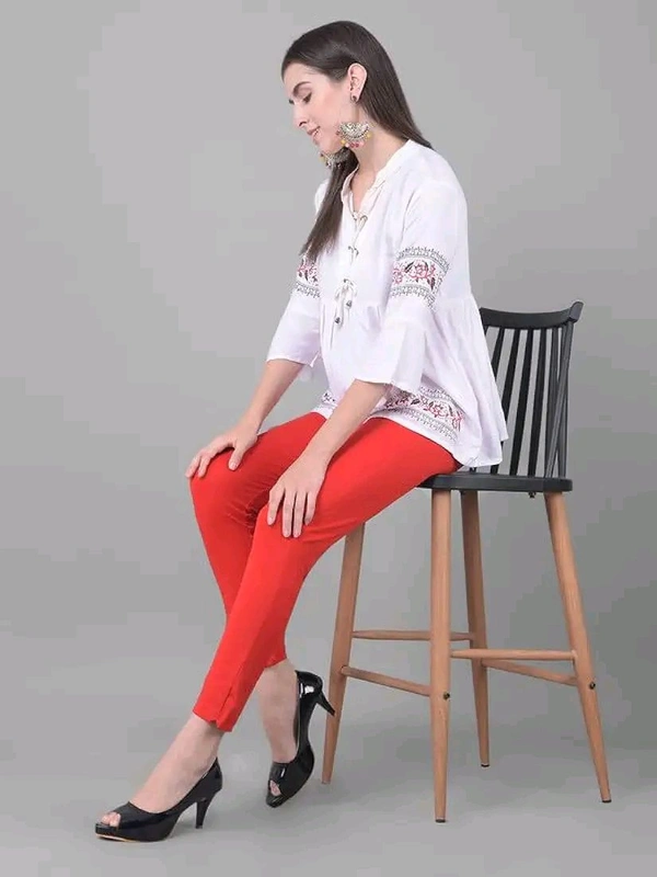 Comfort Lady KURTI PANTS | Comfort Lady Women's Cotton Blend Regular Fit for Casual,Formal and Daily Use Kurti Pants with Front Mobile Pocket  - FREE, Red