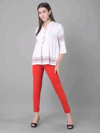Comfort Lady KURTI PANTS | Comfort Lady Women's Cotton Blend Regular Fit for Casual,Formal and Daily Use Kurti Pants with Front Mobile Pocket  - FREE, Red