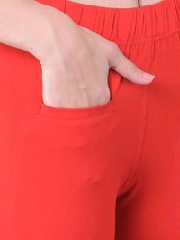 Comfort Lady KURTI PANTS | Comfort Lady Women's Cotton Blend Regular Fit for Casual,Formal and Daily Use Kurti Pants with Front Mobile Pocket  - FREE, Red