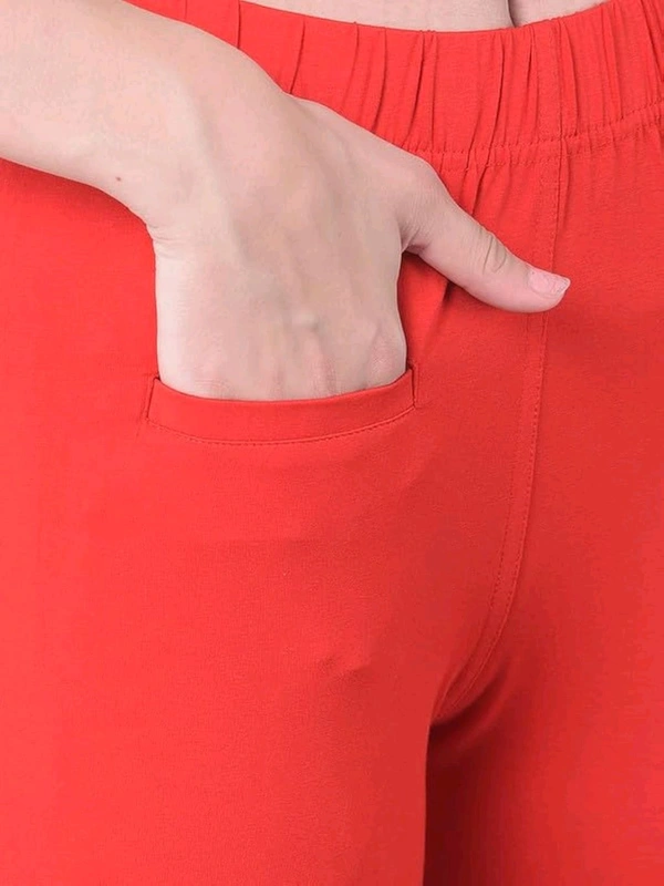 Comfort Lady KURTI PANTS | Comfort Lady Women's Cotton Blend Regular Fit for Casual,Formal and Daily Use Kurti Pants with Front Mobile Pocket  - FREE, Red