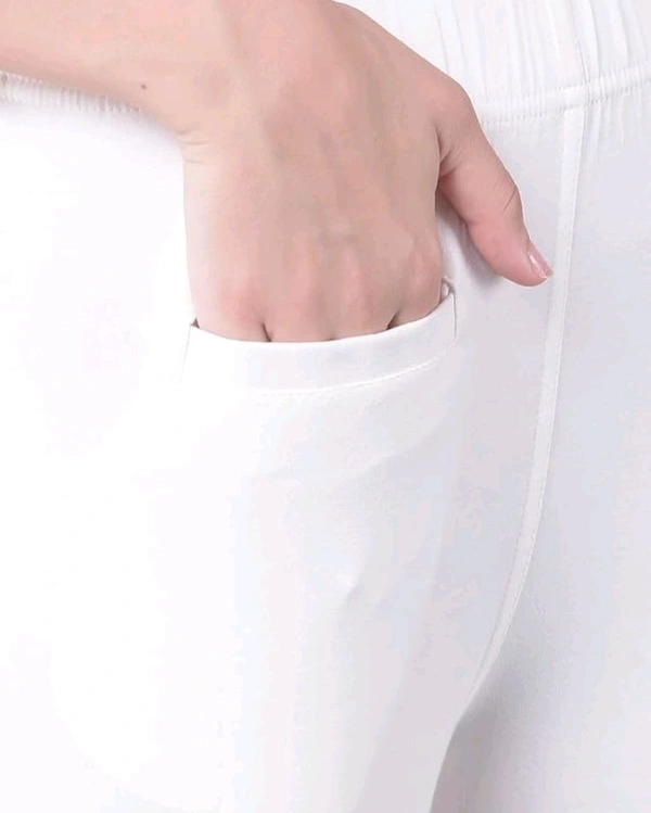 Comfort Lady KURTI PANTS | Comfort Lady Women's Cotton Blend Regular Fit for Casual,Formal and Daily Use Kurti Pants with Front Mobile Pocket  - FREE, White