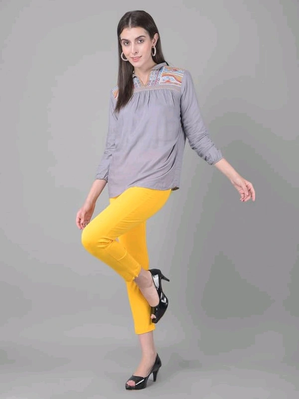 Comfort Lady KURTI PANTS | Comfort Lady Women's Cotton Blend Regular Fit for Casual,Formal and Daily Use Kurti Pants with Front Mobile Pocket  - FREE, lemon yellow