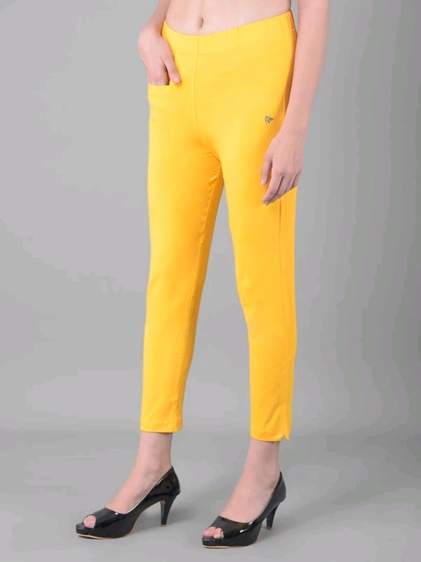 Comfort Lady KURTI PANTS | Comfort Lady Women's Cotton Blend Regular Fit for Casual,Formal and Daily Use Kurti Pants with Front Mobile Pocket  - FREE, lemon yellow