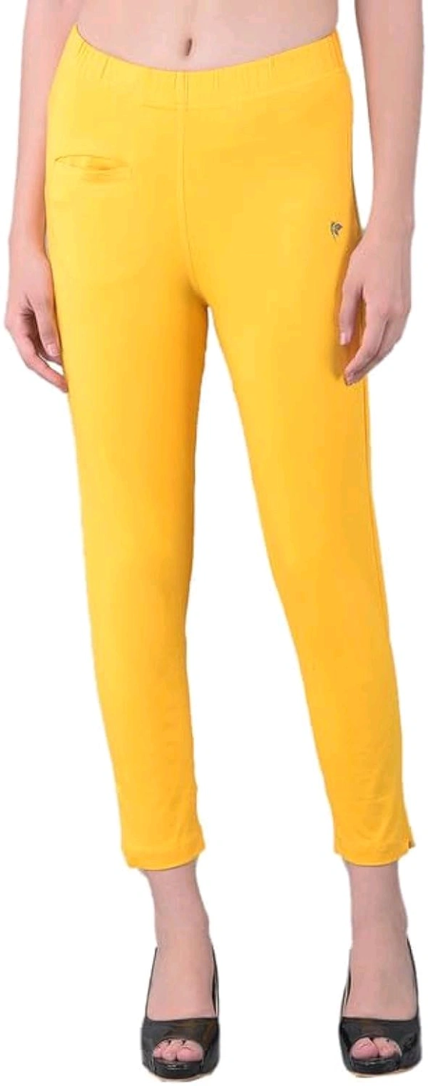 Comfort Lady KURTI PANTS | Comfort Lady Women's Cotton Blend Regular Fit for Casual,Formal and Daily Use Kurti Pants with Front Mobile Pocket  - FREE, lemon yellow