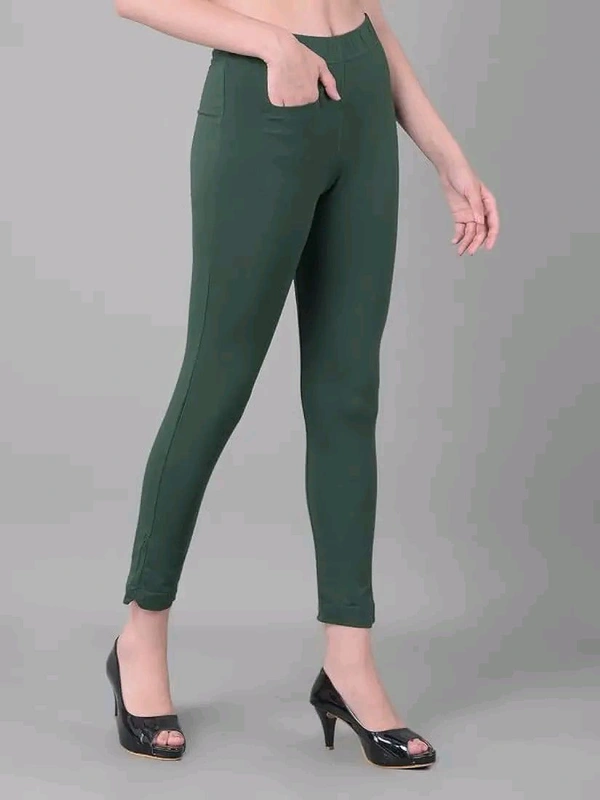 Comfort Lady KURTI PANTS | Comfort Lady Women's Cotton Blend Regular Fit for Casual,Formal and Daily Use Kurti Pants with Front Mobile Pocket  - FREE, Green