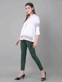 Comfort Lady KURTI PANTS | Comfort Lady Women's Cotton Blend Regular Fit for Casual,Formal and Daily Use Kurti Pants with Front Mobile Pocket  - FREE, Green