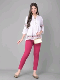 Comfort Lady KURTI PANTS | Comfort Lady Women's Cotton Blend Regular Fit for Casual,Formal and Daily Use Kurti Pants with Front Mobile Pocket  - FREE, Dark Rani