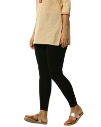 Cotton Lycra Ankle Length Leggings  - 2XL, Black