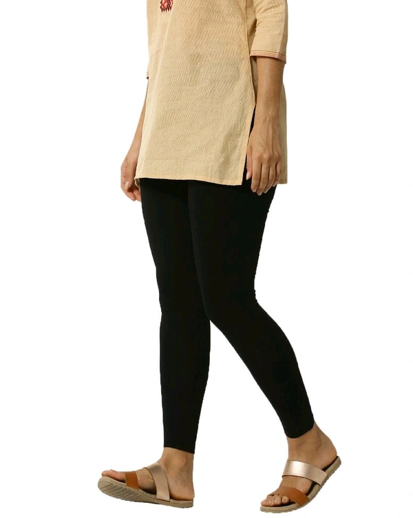 Cotton Lycra Ankle Length Leggings  - 2XL, Black