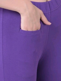 Comfort Lady KURTI PANTS | Comfort Lady Women's Cotton Blend Regular Fit for Casual,Formal and Daily Use Kurti Pants with Front Mobile Pocket  - FREE, Purple