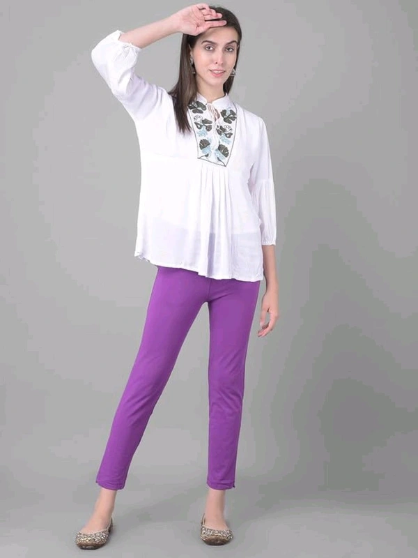 Comfort Lady KURTI PANTS | Comfort Lady Women's Cotton Blend Regular Fit for Casual,Formal and Daily Use Kurti Pants with Front Mobile Pocket  - FREE, Light Purple