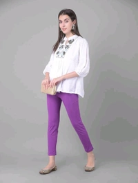Comfort Lady KURTI PANTS | Comfort Lady Women's Cotton Blend Regular Fit for Casual,Formal and Daily Use Kurti Pants with Front Mobile Pocket  - FREE, Light Purple