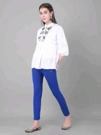 Comfort Lady KURTI PANTS | Comfort Lady Women's Cotton Blend Regular Fit for Casual,Formal and Daily Use Kurti Pants with Front Mobile Pocket  - FREE, Royal Blue