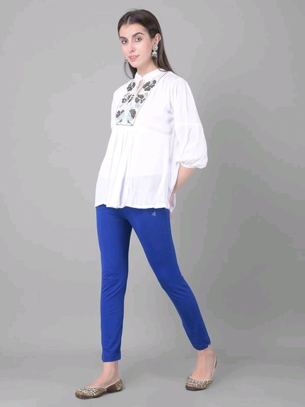 Comfort Lady KURTI PANTS | Comfort Lady Women's Cotton Blend Regular Fit for Casual,Formal and Daily Use Kurti Pants with Front Mobile Pocket  - FREE, Royal Blue