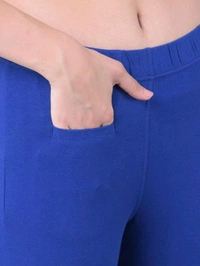 Comfort Lady KURTI PANTS | Comfort Lady Women's Cotton Blend Regular Fit for Casual,Formal and Daily Use Kurti Pants with Front Mobile Pocket  - FREE, Royal Blue