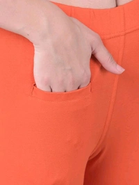 Comfort Lady KURTI PANTS | Comfort Lady Women's Cotton Blend Regular Fit for Casual,Formal and Daily Use Kurti Pants with Front Mobile Pocket  - FREE, DarkOrange