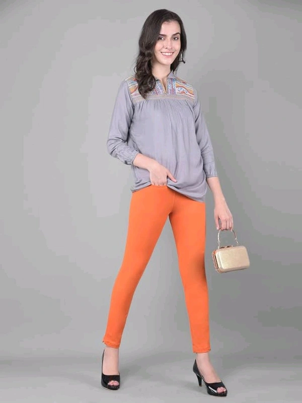Comfort Lady KURTI PANTS | Comfort Lady Women's Cotton Blend Regular Fit for Casual,Formal and Daily Use Kurti Pants with Front Mobile Pocket  - FREE, Orange