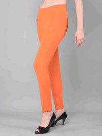 Comfort Lady KURTI PANTS | Comfort Lady Women's Cotton Blend Regular Fit for Casual,Formal and Daily Use Kurti Pants with Front Mobile Pocket  - FREE, Orange