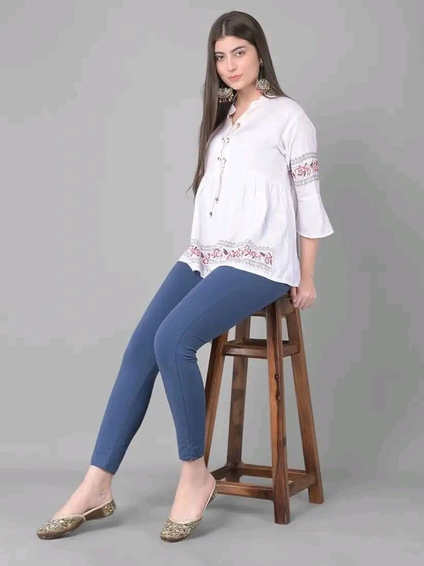 Comfort Lady KURTI PANTS | Comfort Lady Women's Cotton Blend Regular Fit for Casual,Formal and Daily Use Kurti Pants with Front Mobile Pocket  - FREE, Light NevyBlue