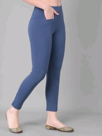 Comfort Lady KURTI PANTS | Comfort Lady Women's Cotton Blend Regular Fit for Casual,Formal and Daily Use Kurti Pants with Front Mobile Pocket  - FREE, Light NevyBlue