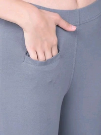 Comfort Lady KURTI PANTS | Comfort Lady Women's Cotton Blend Regular Fit for Casual,Formal and Daily Use Kurti Pants with Front Mobile Pocket  - FREE, Gray