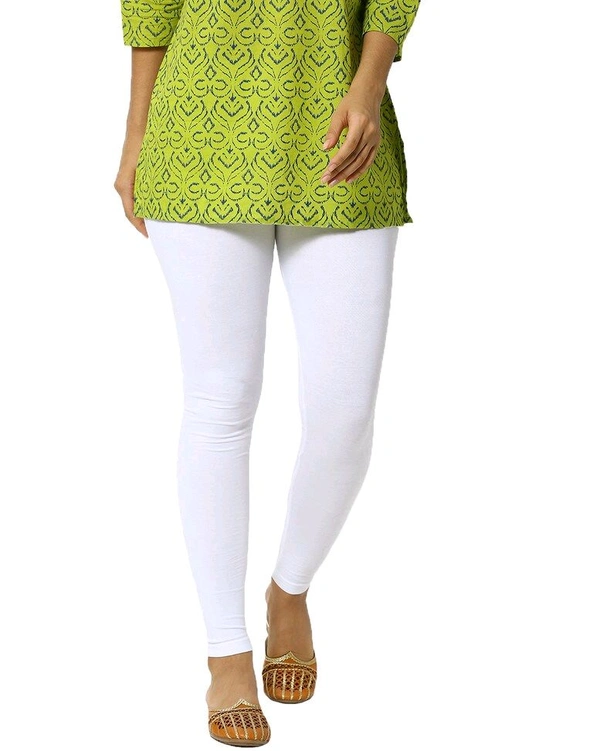 Cotton Lycra Ankle Length Leggings  - 2XL, White